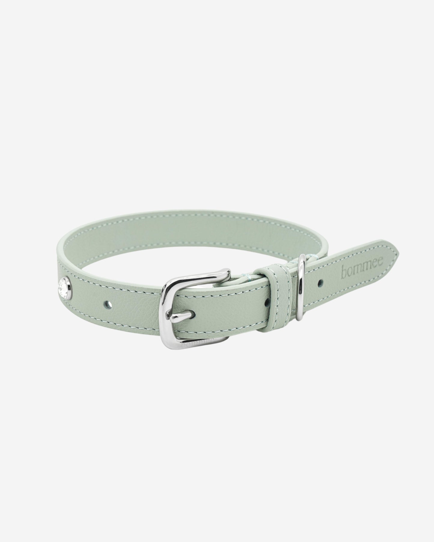 Limited Edition Crystal Leather Collar | Pastel Green