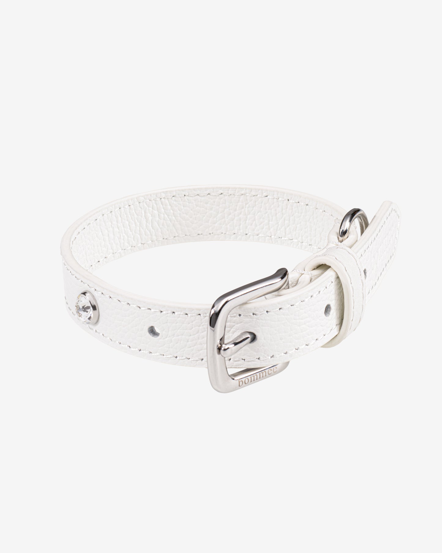 Handcrafted Leather Birthstone Collar | White + 12 Gem Options
