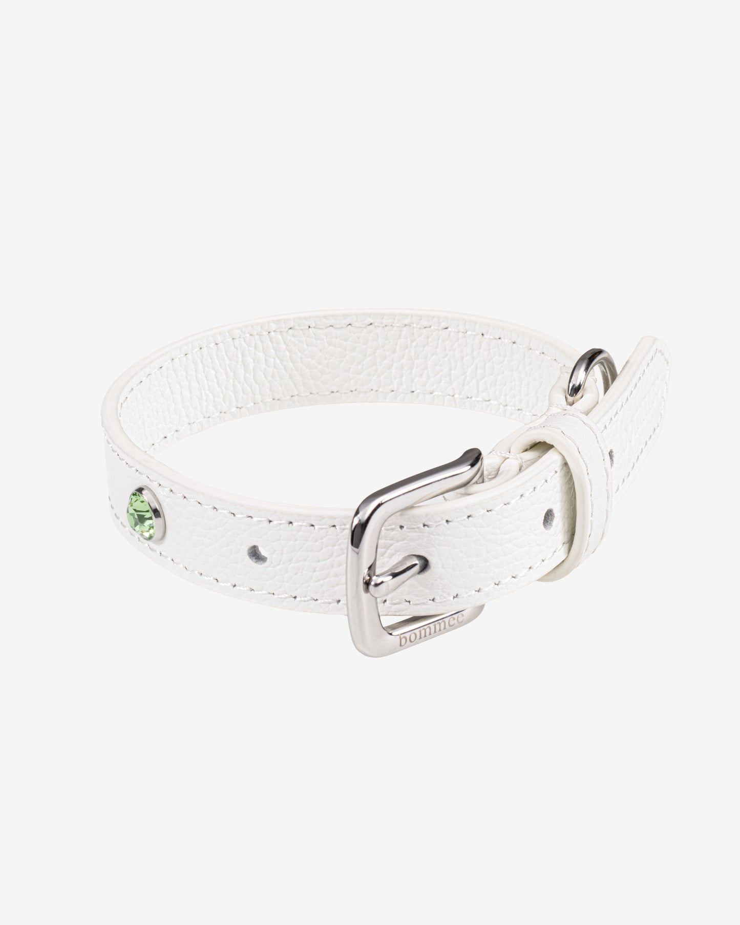 Handcrafted Leather Birthstone Collar | White + 12 Gem Options