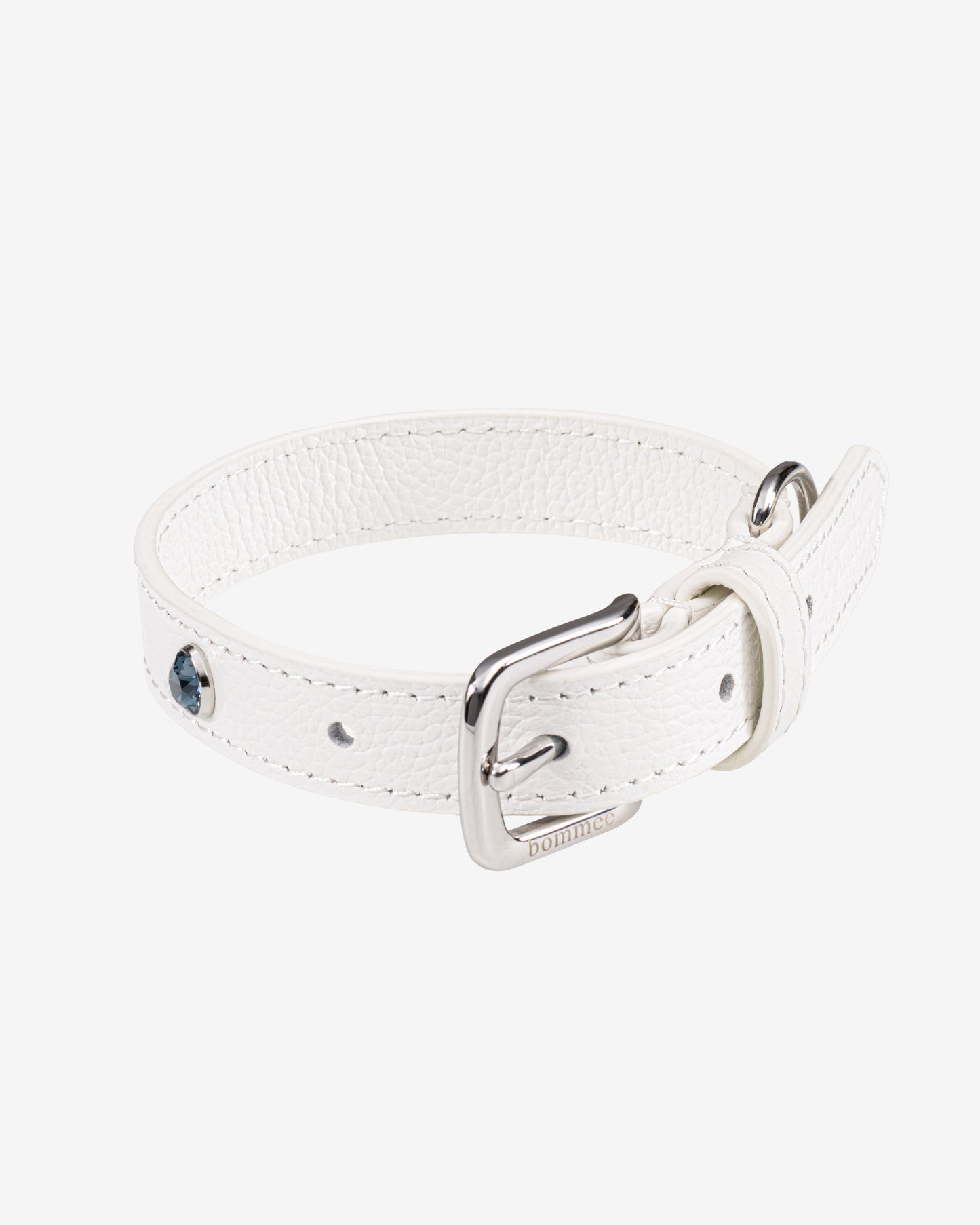 Handcrafted Leather Birthstone Collar | White + 12 Gem Options