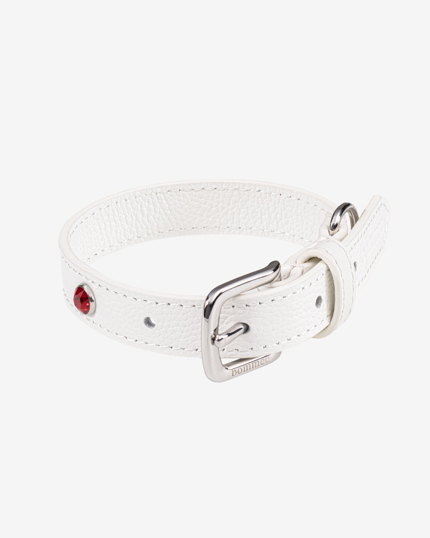 Handcrafted Leather Birthstone Collar | White + 12 Gem Options
