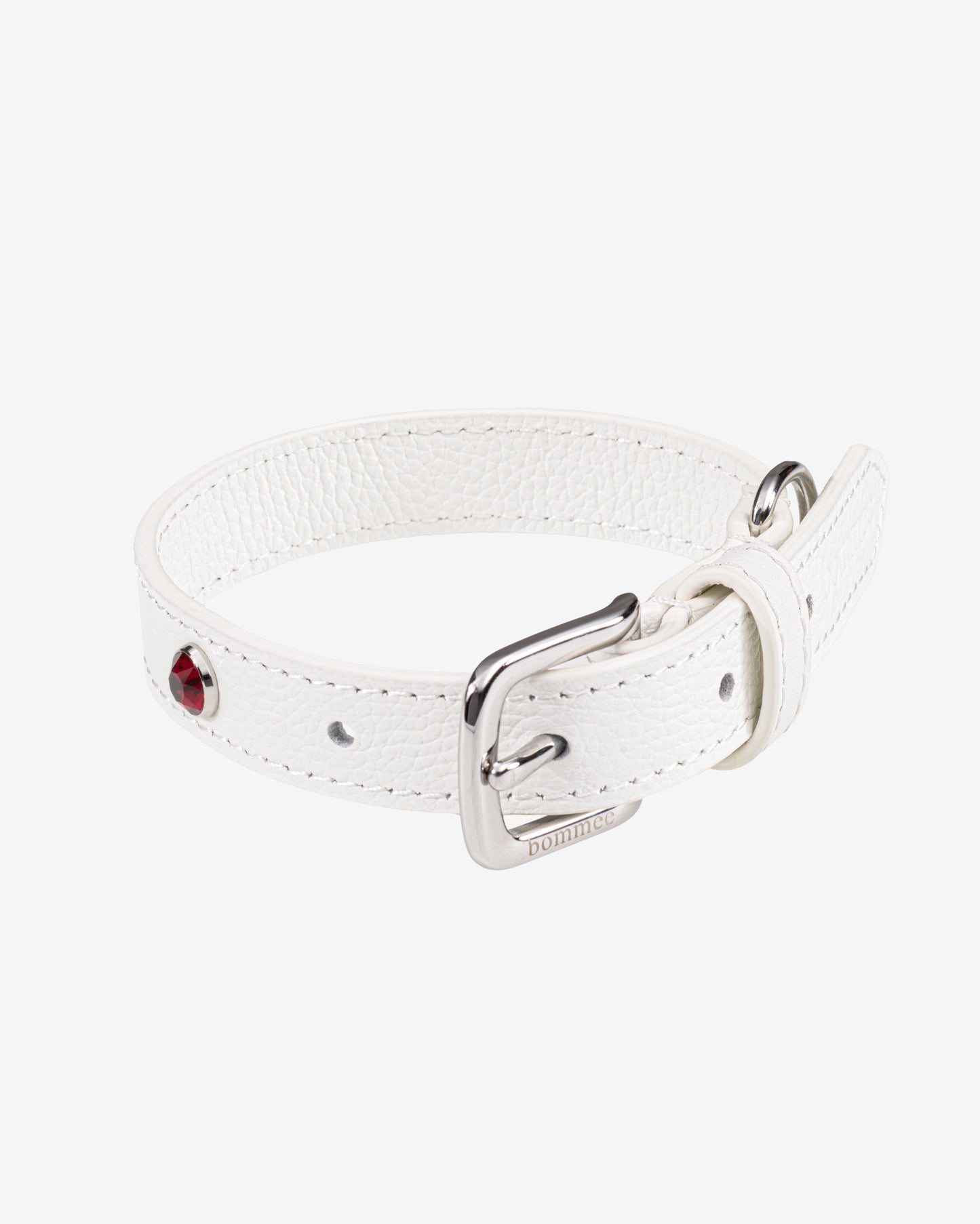 Handcrafted Leather Birthstone Collar | White + 12 Gem Options