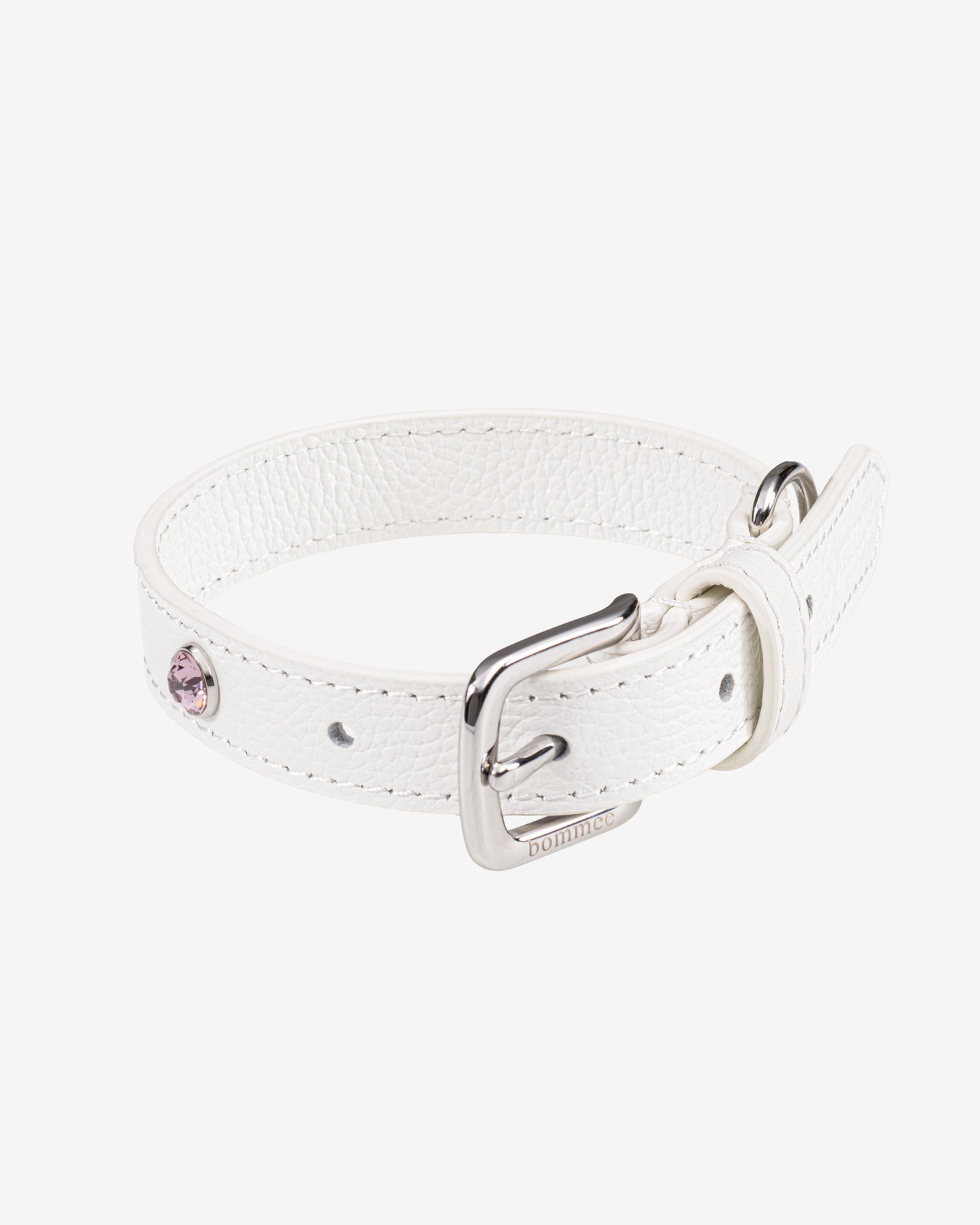 Handcrafted Leather Birthstone Collar | White + 12 Gem Options