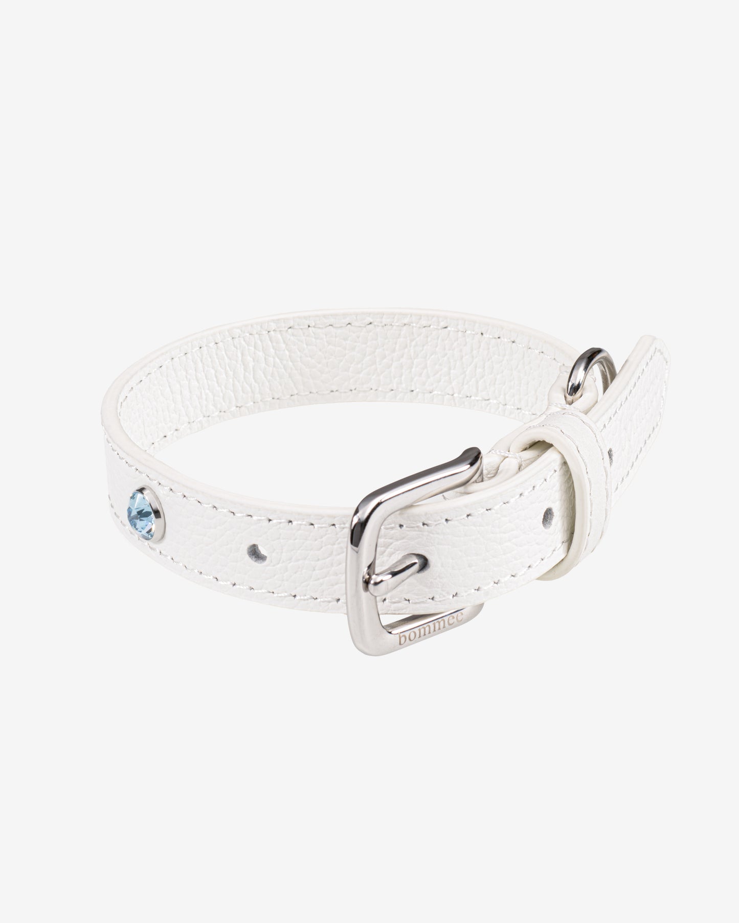 Handcrafted Leather Birthstone Collar | White + 12 Gem Options