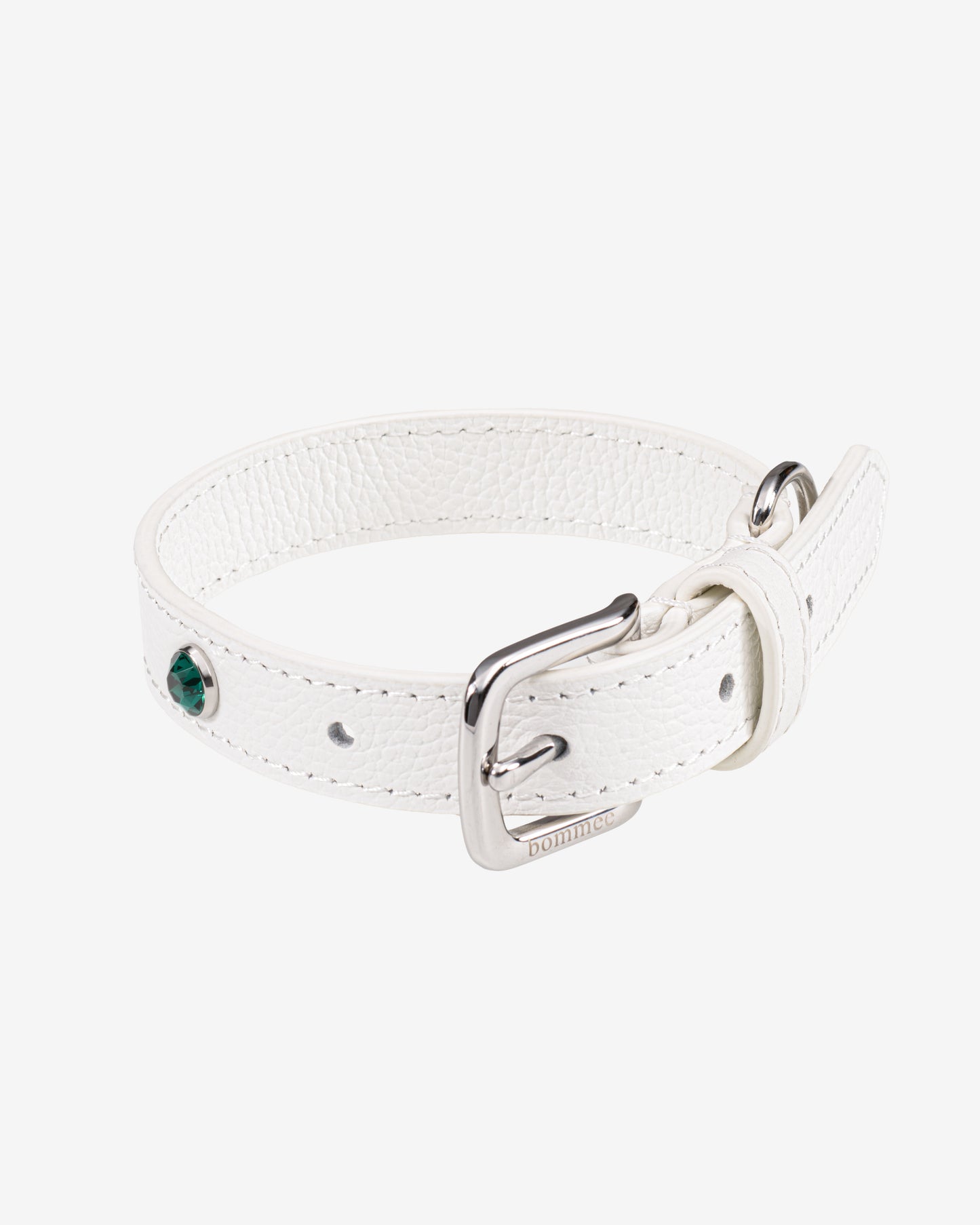 Handcrafted Leather Birthstone Collar | White + 12 Gem Options