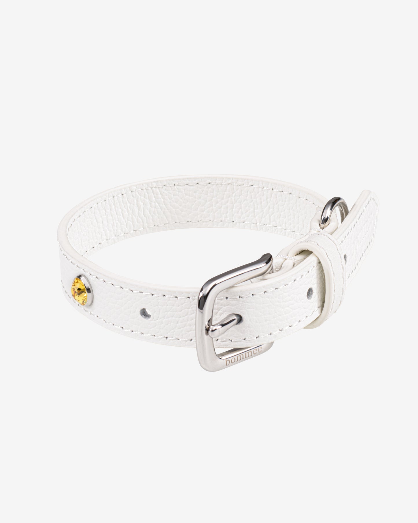 Handcrafted Leather Birthstone Collar | White + 12 Gem Options