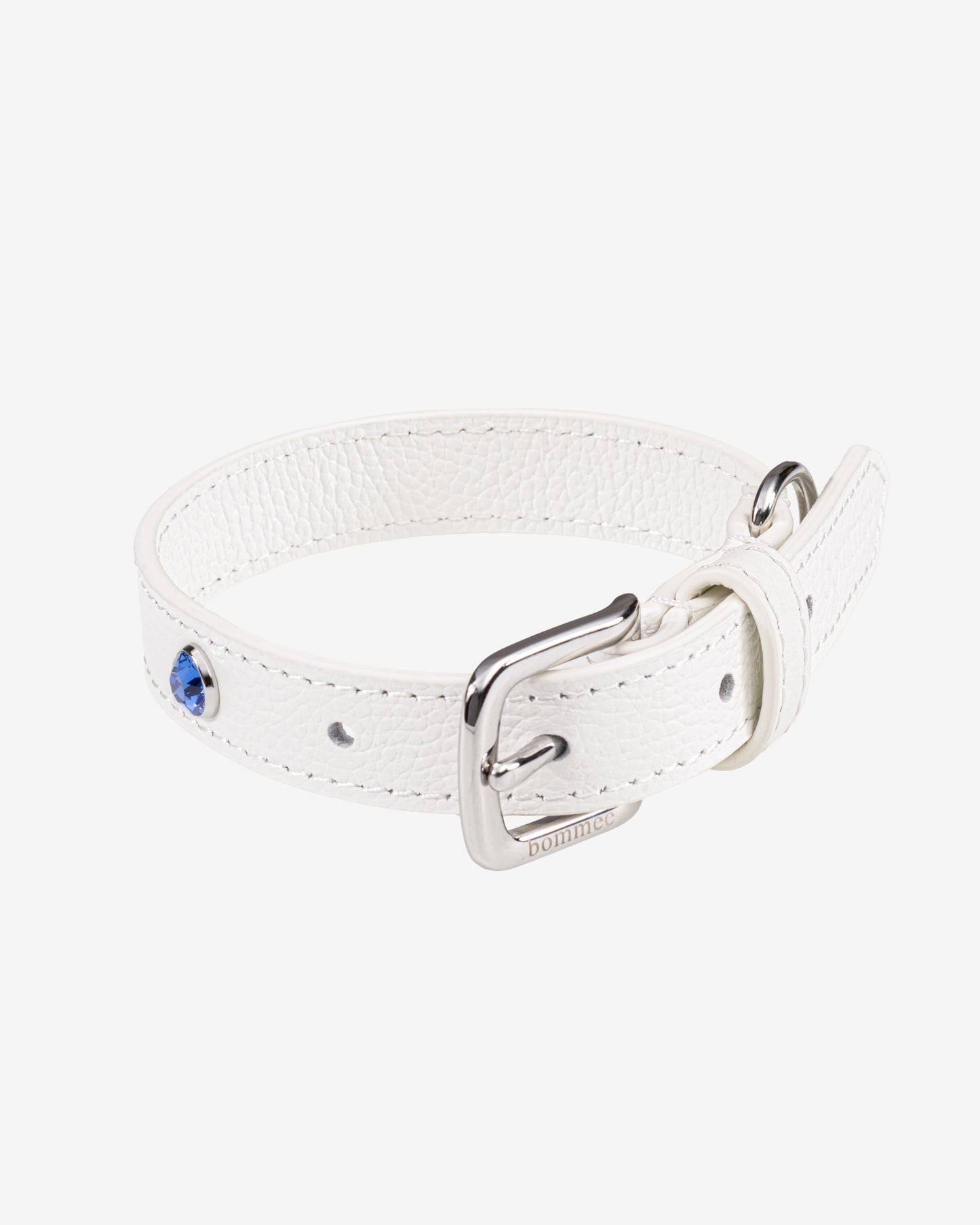 Handcrafted Leather Birthstone Collar | White + 12 Gem Options
