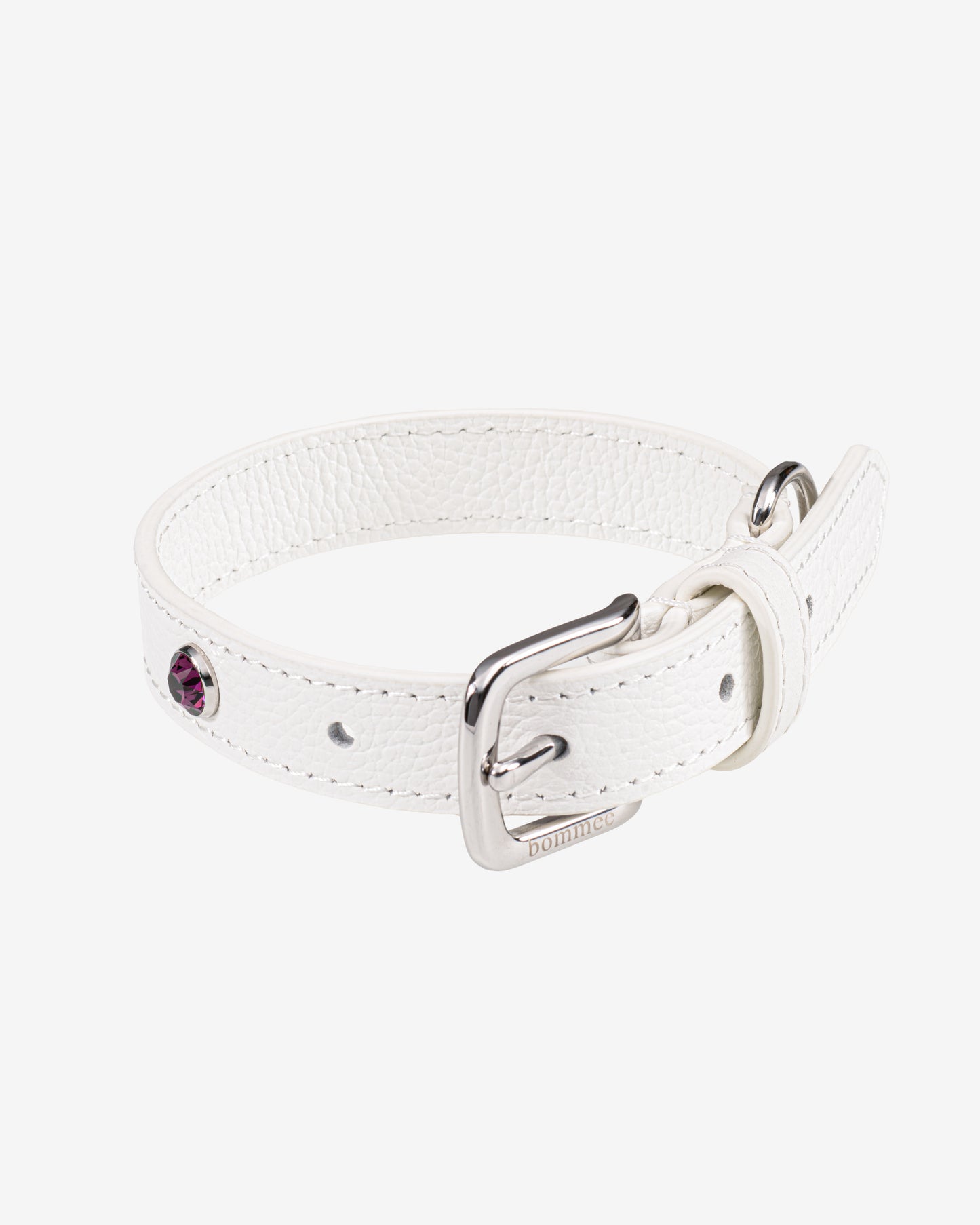 Handcrafted Leather Birthstone Collar | White + 12 Gem Options