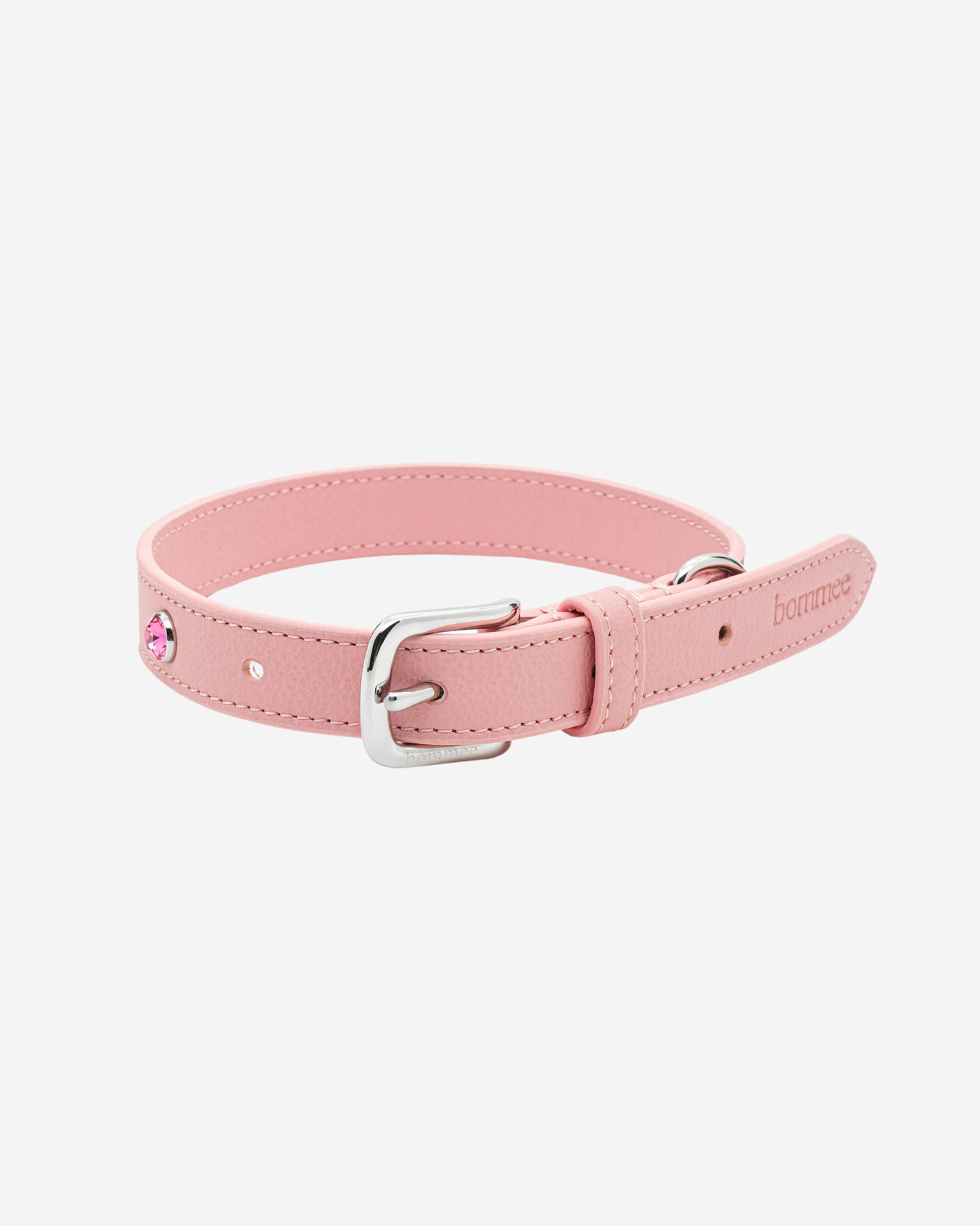 Limited Edition Crystal Leather Collar | Pastel Pink