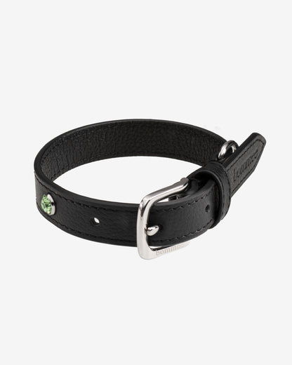 Handcrafted Leather Birthstone Collar | Black + 12 Gem Options)