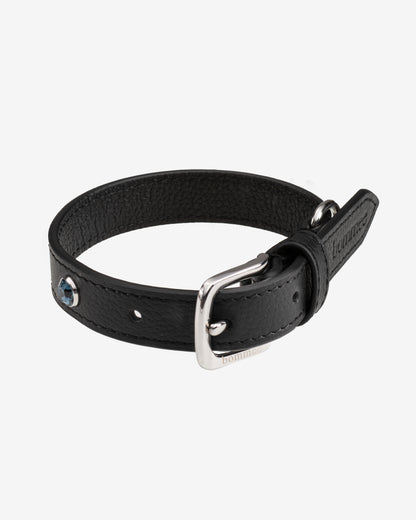 Handcrafted Leather Birthstone Collar | Black + 12 Gem Options)