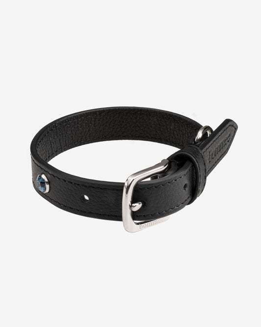 Black Leather Lovee Birthstone Collar | December