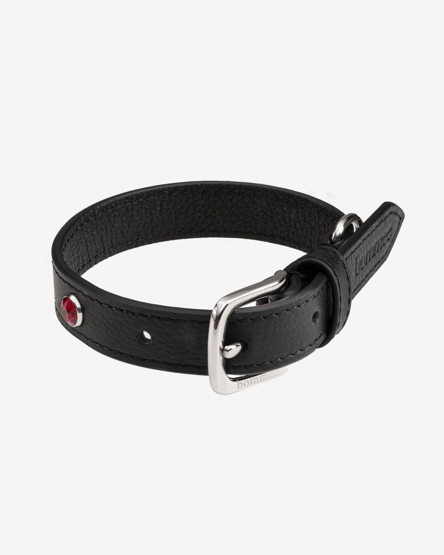 Black Leather Lovee Birthstone Collar | July