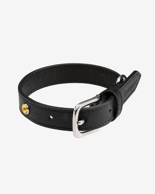 Black Leather Lovee Birthstone Collar | November