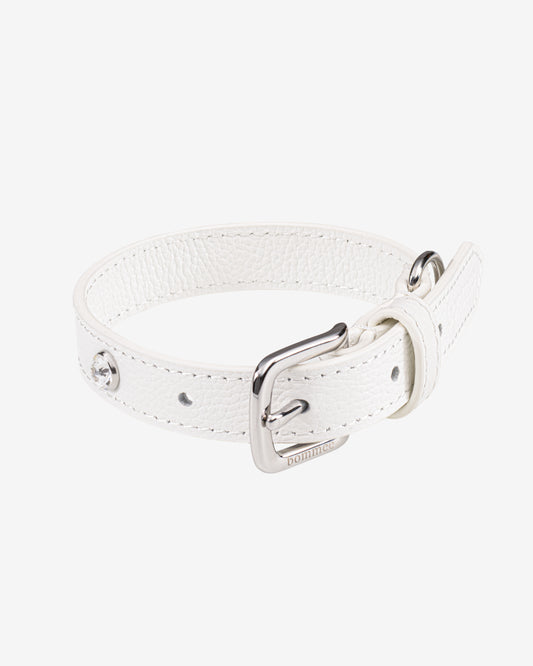 White Leather Lovee Birthstone Collar | April