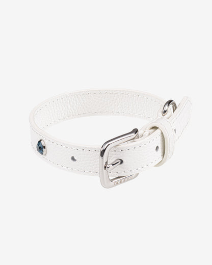 Handcrafted Leather Birthstone Collar | White + 12 Gem Options
