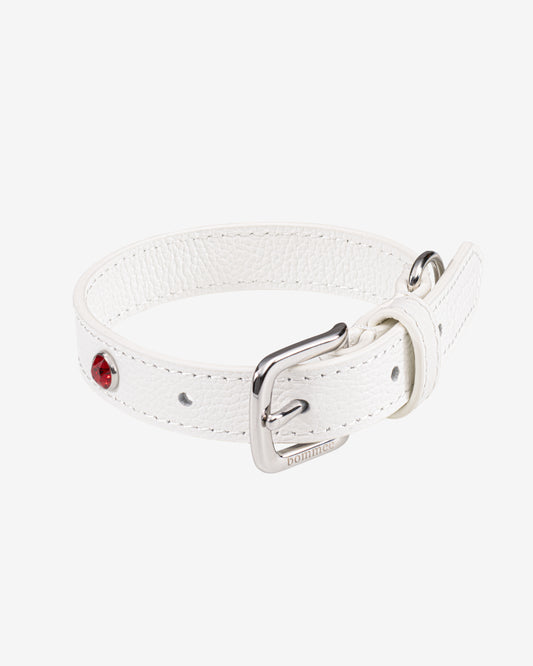 White Leather Lovee Birthstone Collar | January