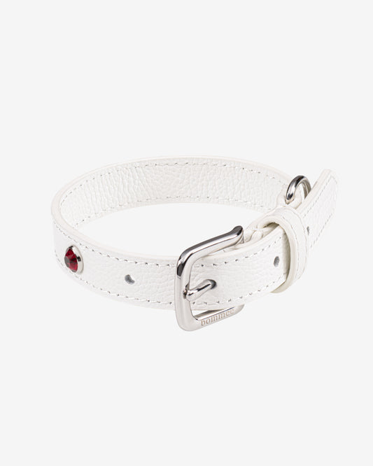 White Leather Lovee Birthstone Collar | July