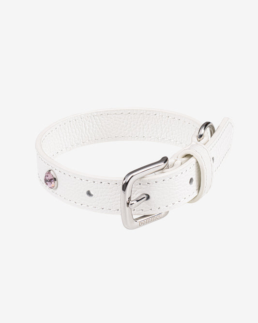 White Leather Lovee Birthstone Collar | June