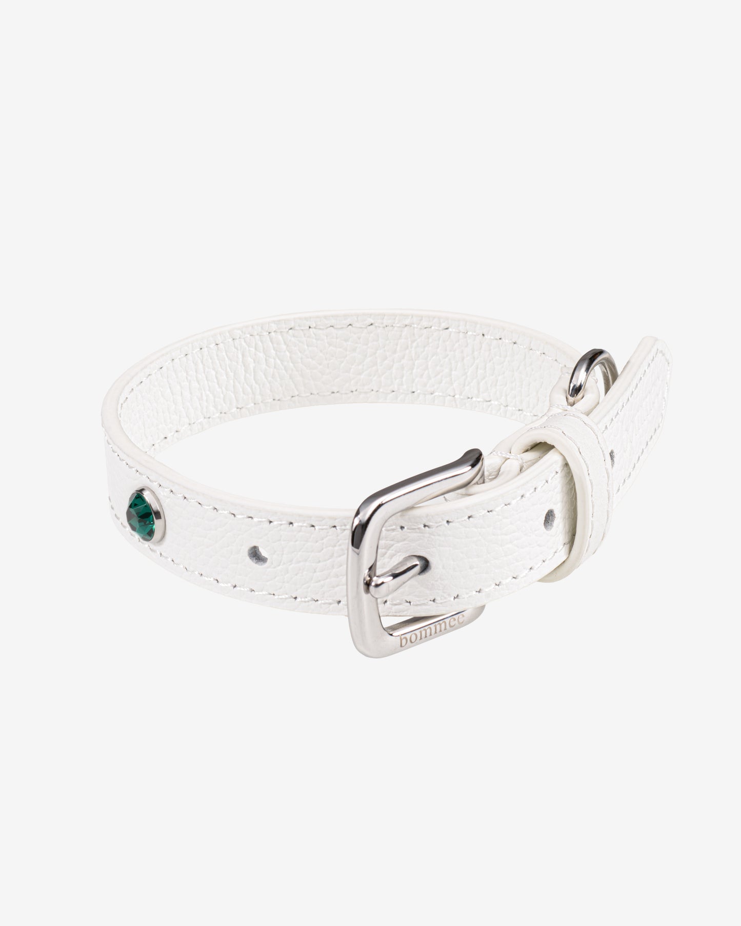 White Leather Lovee Birthstone Collar | May