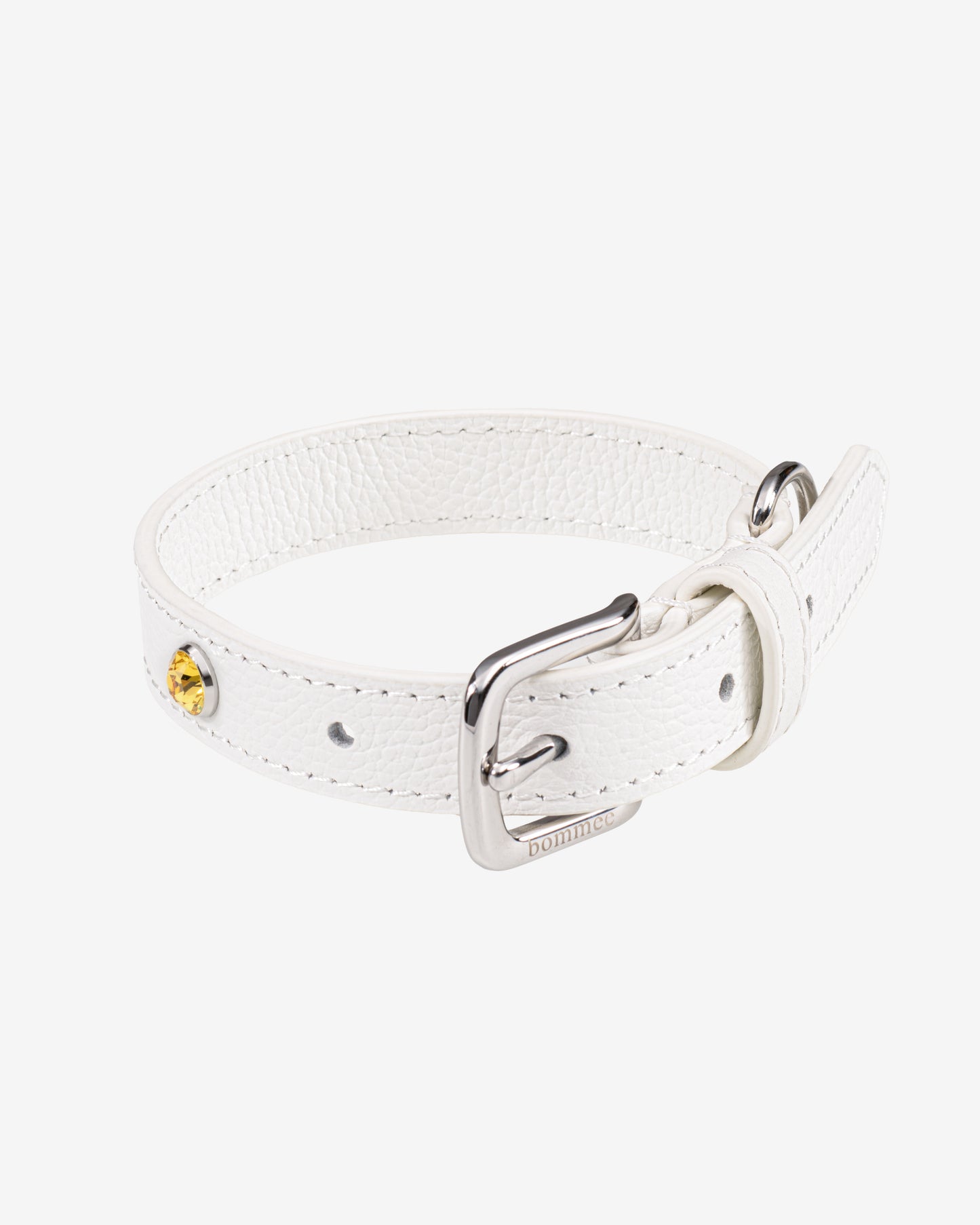 White Leather Lovee Birthstone Collar | November